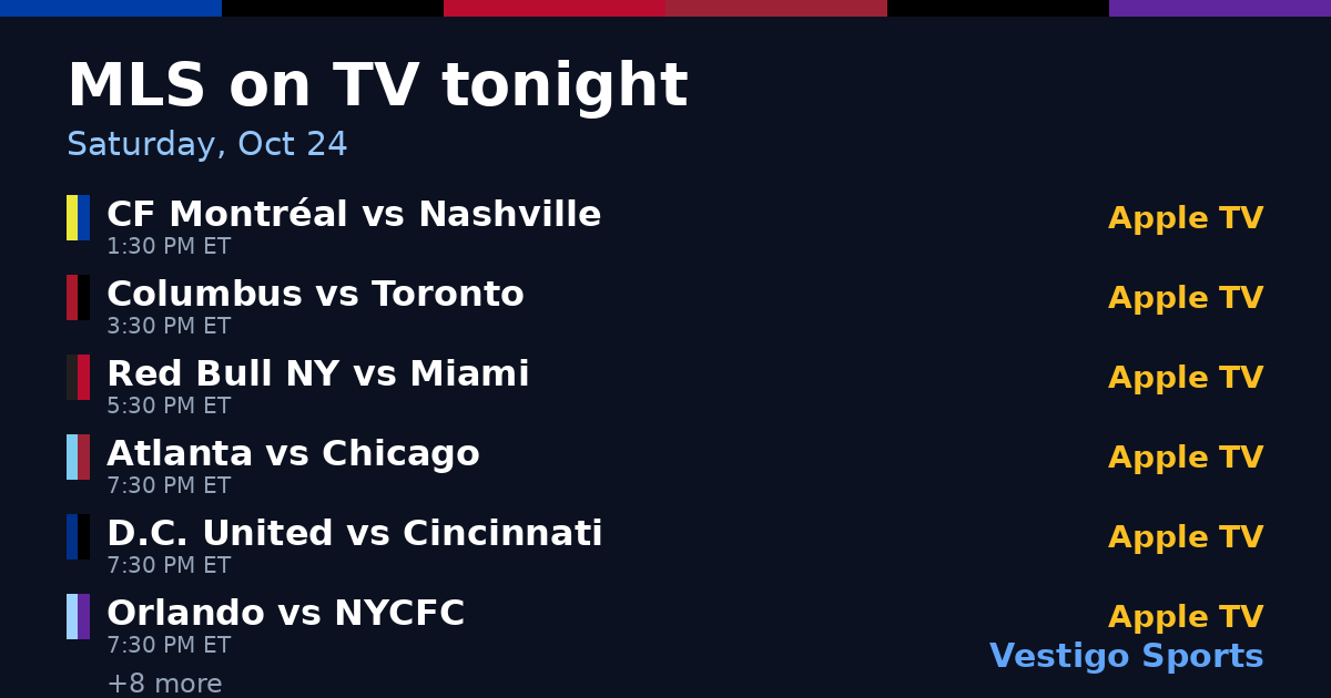 Share card: MLS games on TV Saturday, Oct 24