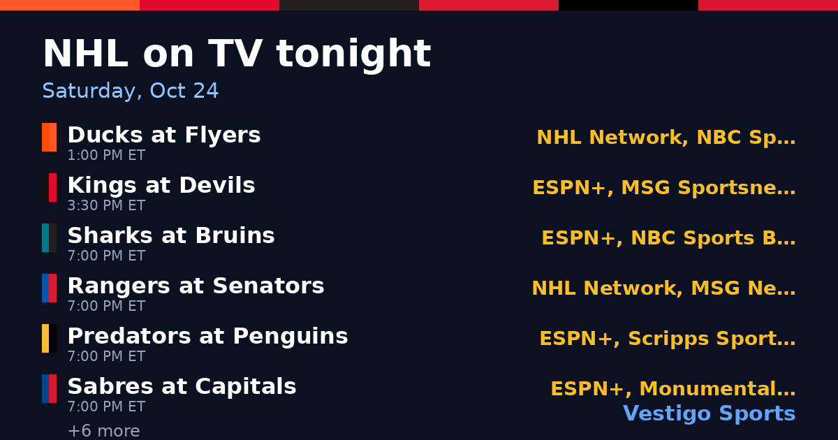 Share card: NHL games on TV Saturday, Oct 24