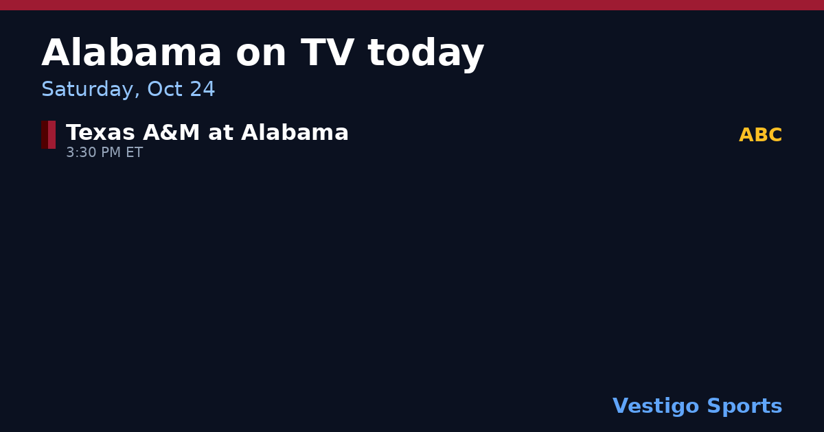 Share card: Alabama Crimson Tide games on TV Saturday, Oct 24