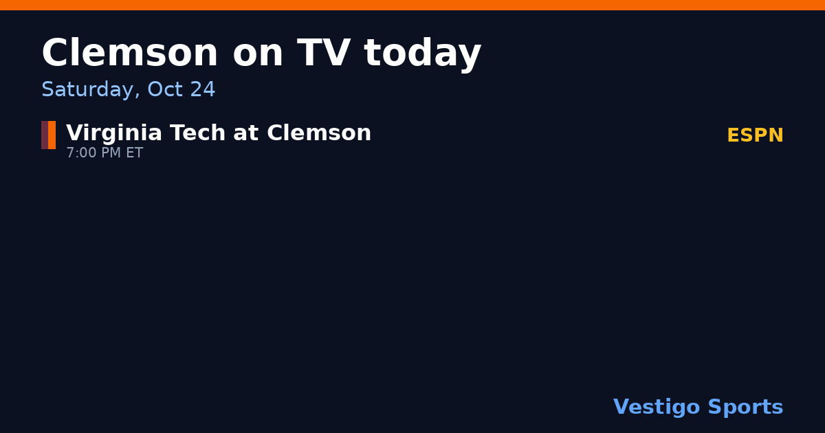 Share card: Clemson Tigers games on TV Saturday, Oct 24
