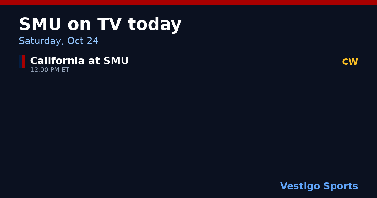 Share card: SMU Mustangs games on TV Saturday, Oct 24
