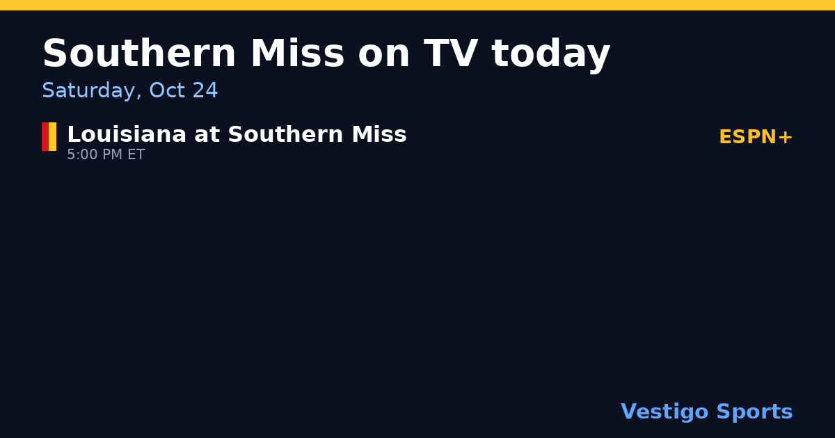 Share card: Southern Miss Golden Eagles games on TV Saturday, Oct 24