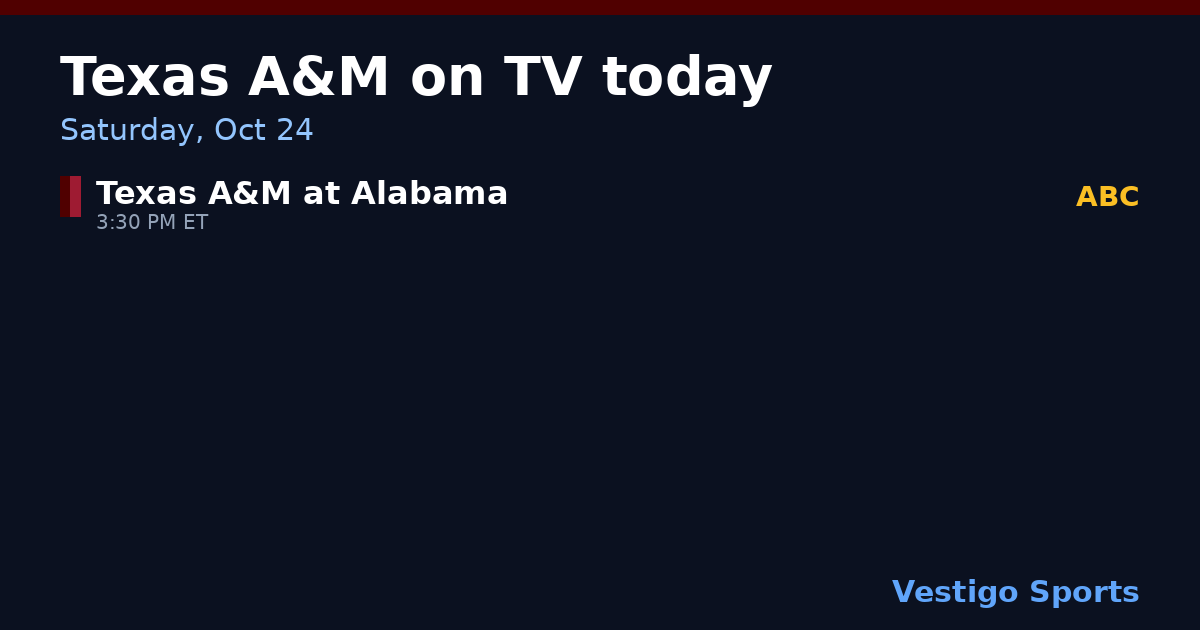 Share card: Texas A&M Aggies games on TV Saturday, Oct 24