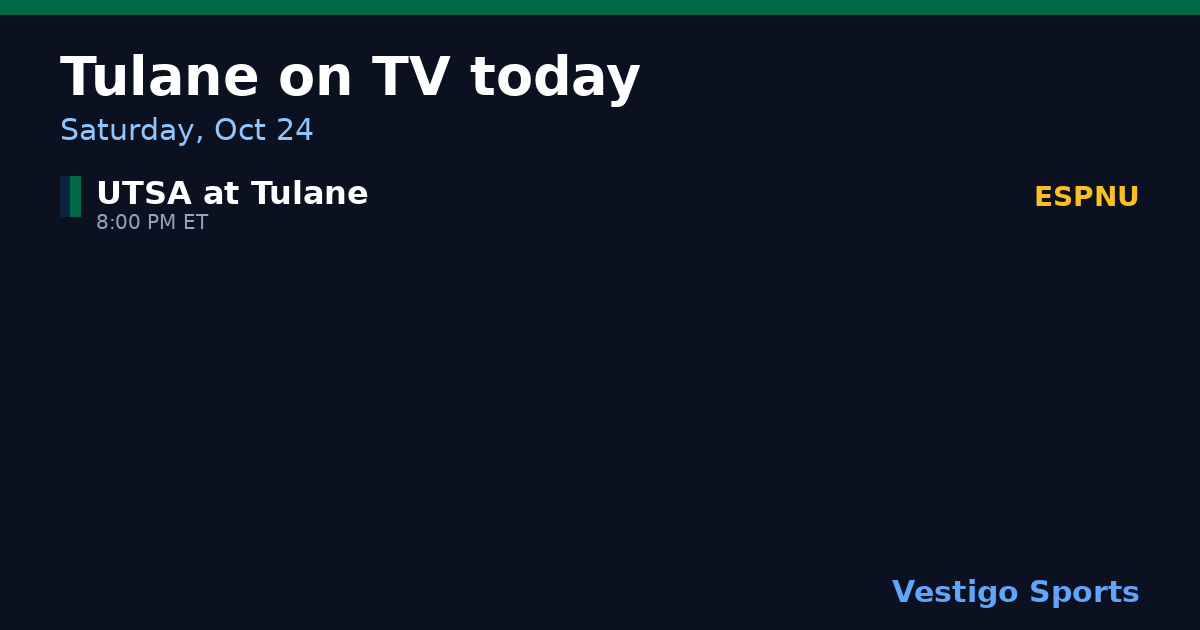 Share card: Tulane Green Wave games on TV Saturday, Oct 24
