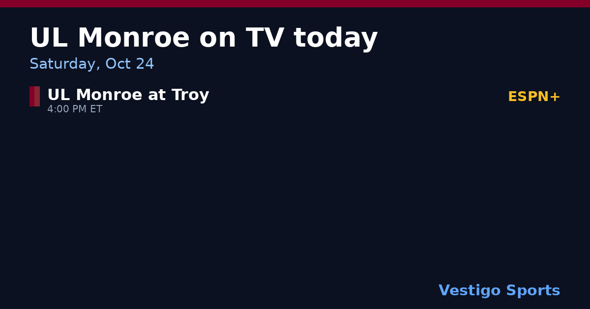 Share card: UL Monroe Warhawks games on TV Saturday, Oct 24