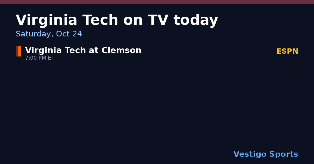 Share card: Virginia Tech Hokies games on TV Saturday, Oct 24