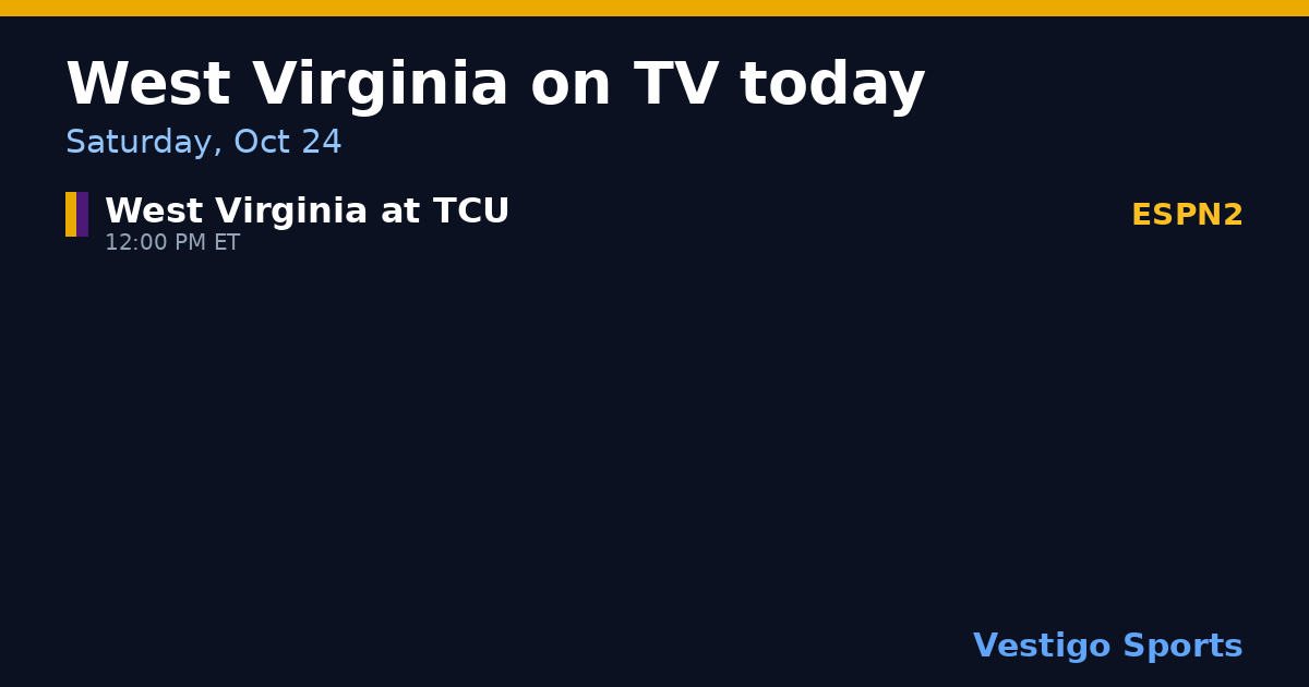 Share card: West Virginia Mountaineers games on TV Saturday, Oct 24
