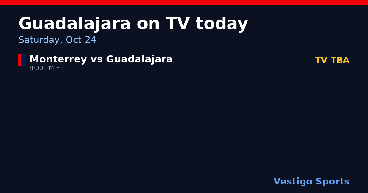 Share card: Guadalajara games on TV Saturday, Oct 24