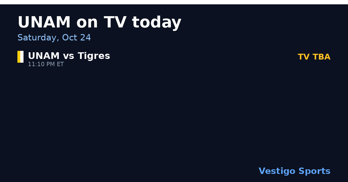 Share card: Pumas UNAM games on TV Saturday, Oct 24