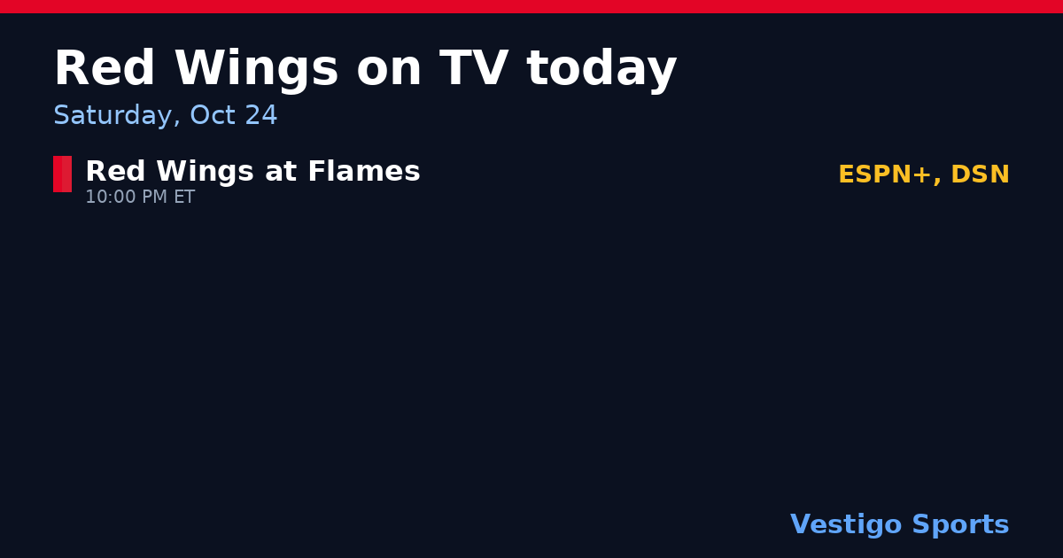 Share card: Detroit Red Wings games on TV Saturday, Oct 24